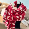 Atmospheric Scarf Women's Spring, Autumn and Winter Double-sided Ginkgo Biloba Thickened Long Imitation Cashmere Air-conditioned Room Shawl