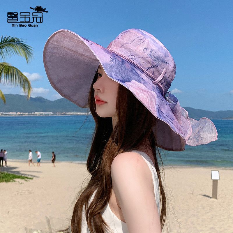 8453 New Sunscreen Hat Sun-Shade Fisherman Hat Fashion Breathable Spring and Summer Middle-Aged Women's Big Brim Sun Hat