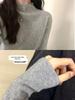 Women's Slim-Fit Long-Sleeve Half-High Neck Knitted Top - Whitening Dark Green, Autumn/Winter, Versatile for Single or Layered Wear.
