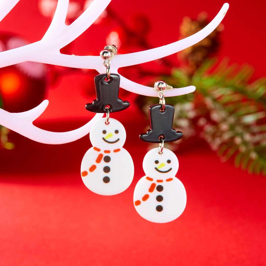 Рождественские Акриловые Розовые Дед Мороз Снеговик Звезда Елка Висячие Серьги Милые Праздничные Украшения Для Женщин Мужчин Подарок