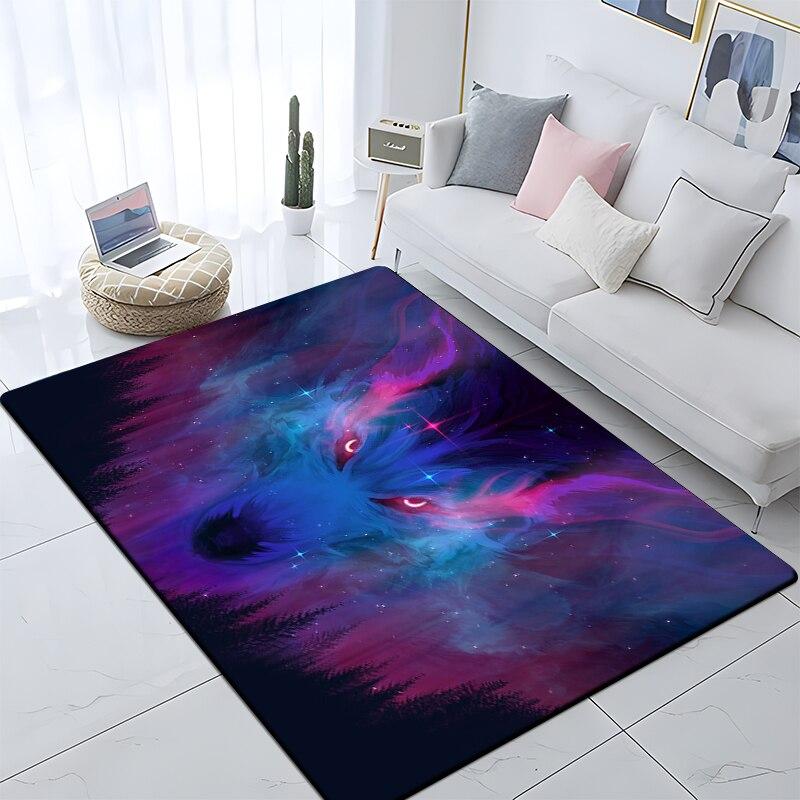 Art Animal Wolf 3D Print Carpets for Living Room Bedroom Decor Carpet Soft Flannel Home Bedside Floor Mat Play Area Rugs Gifts