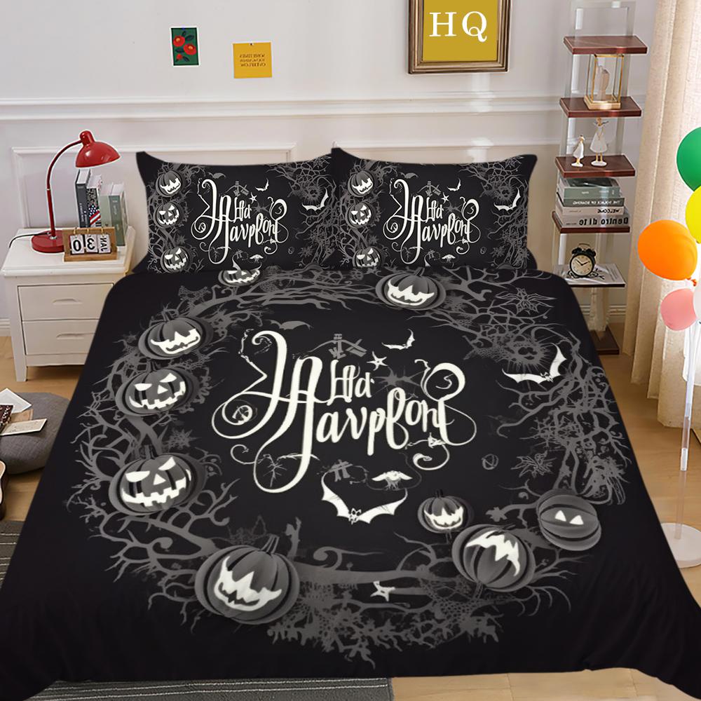 3D Halloween Home Bedding Set Terrorist Atmosphere Decoration Quilt Cover Pillowcase Set AU/DE/EU/US Full Size Soft Bedroom Decoration