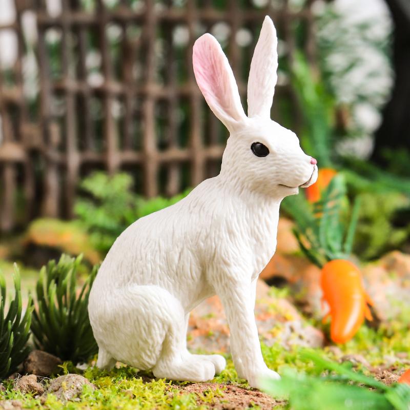 Oenux Lovely Farm Rabbit Bunny Model Action Figure Figurine Wild Desert Cottontail Hare Cute PVC Decoration Education Kid Toy