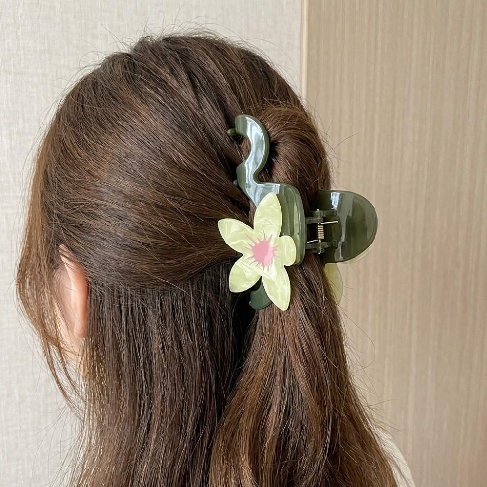Colorful Flower Hair Claw Hairpin Acetate Shark Clip Personalized Large Hair Clip Girls