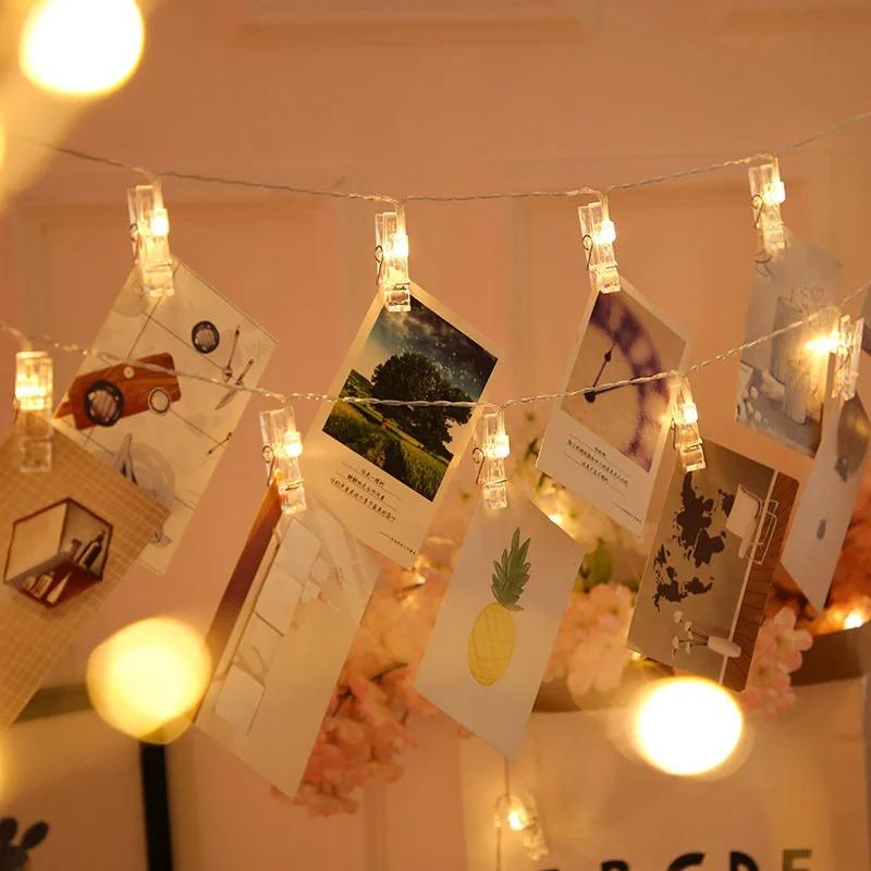 Светодиодная гирлянда-клипса, свет для украшения фотостены, праздничный свет, украшение для вечеринки, атмосферный свет, рождественские украшения