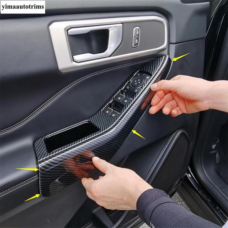 Car Inner Door Armrest Panel Handle Strip Decoration Cover Trim For Ford Explorer - 2025 ABS Matte Carbon Fiber Accessories