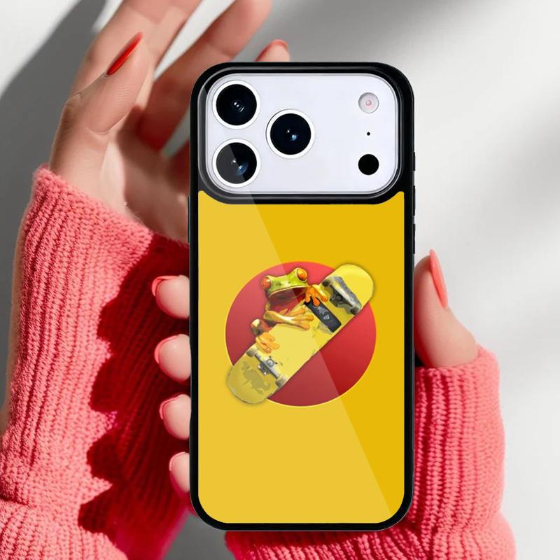 Frog Skateboard Cute Kawaii Phone Case for iPhone 17 16 15 14 13 Pro Max Back Cover for 12 11 Pro Coque
