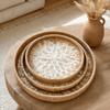Round Rattan Tray Handmade Decorative Tray Storage Tray Woven Tray  Table Tray