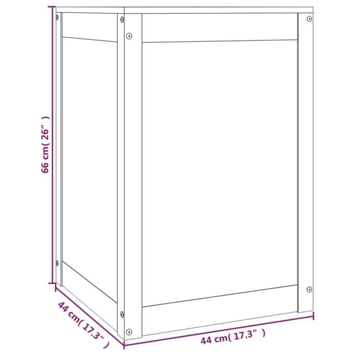 VidaXL Laundry Box Black 44x44x66 Cm Solid Pine Wood 823568
