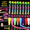 8pcs/set LED Writing Board Erasable Marker Highlighter Fluorescent Chalk Blackboard for Glass Window Painting
