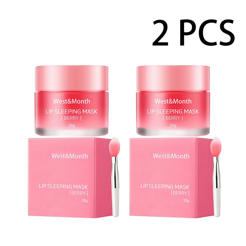 Маска для сна - Глубоко увлажняющий бальзам для губ для сухих, потрескавшихся губ, отбеливающий, придающий объем, нежное увлажнение, отшелушивающий (Ягода)
