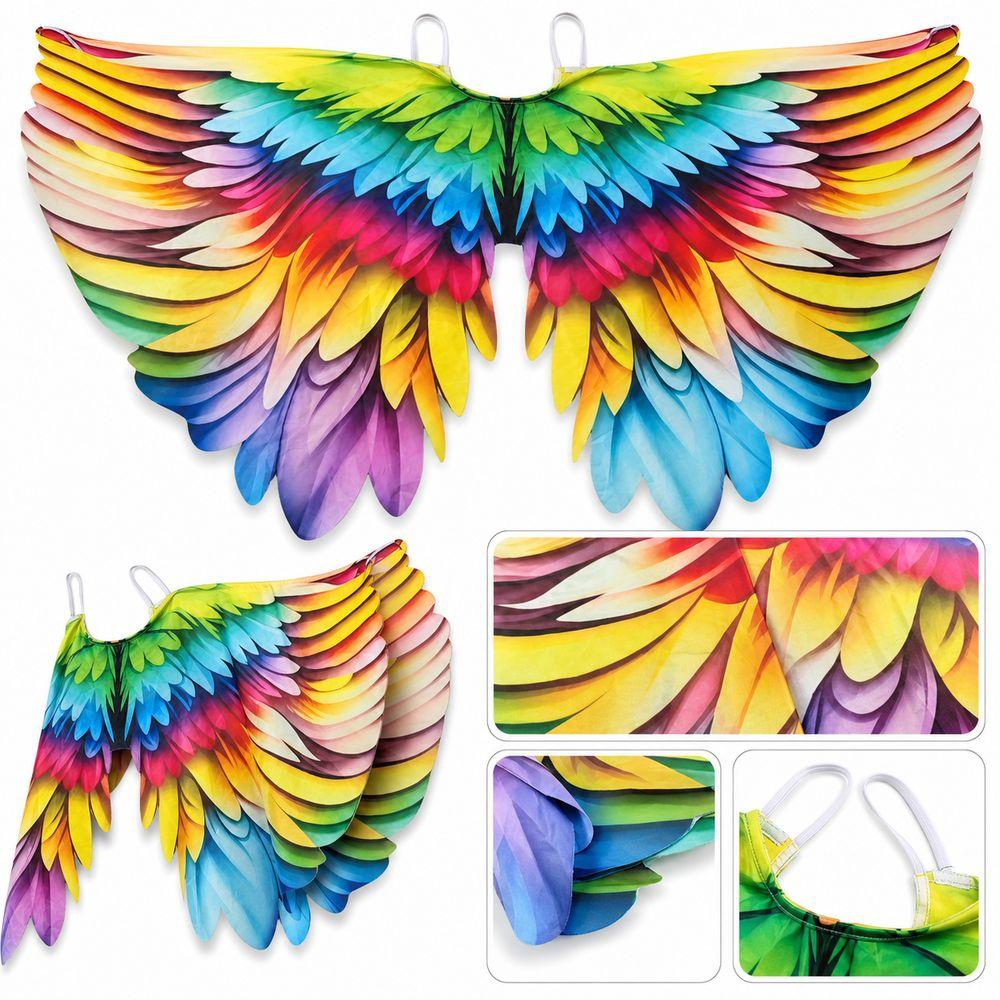 Polyester Rainbow Wing Cape Bird Feather Print Costume Cape Gifts Dress Up Wings Party Performance