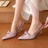 Fashion Pointed Toe Women Sandals Summer Stilettos Sexy Shoes Elegant Dress Pumps Bow Heeled Shoes Woman 2025 Designer Zapatillas Mujer