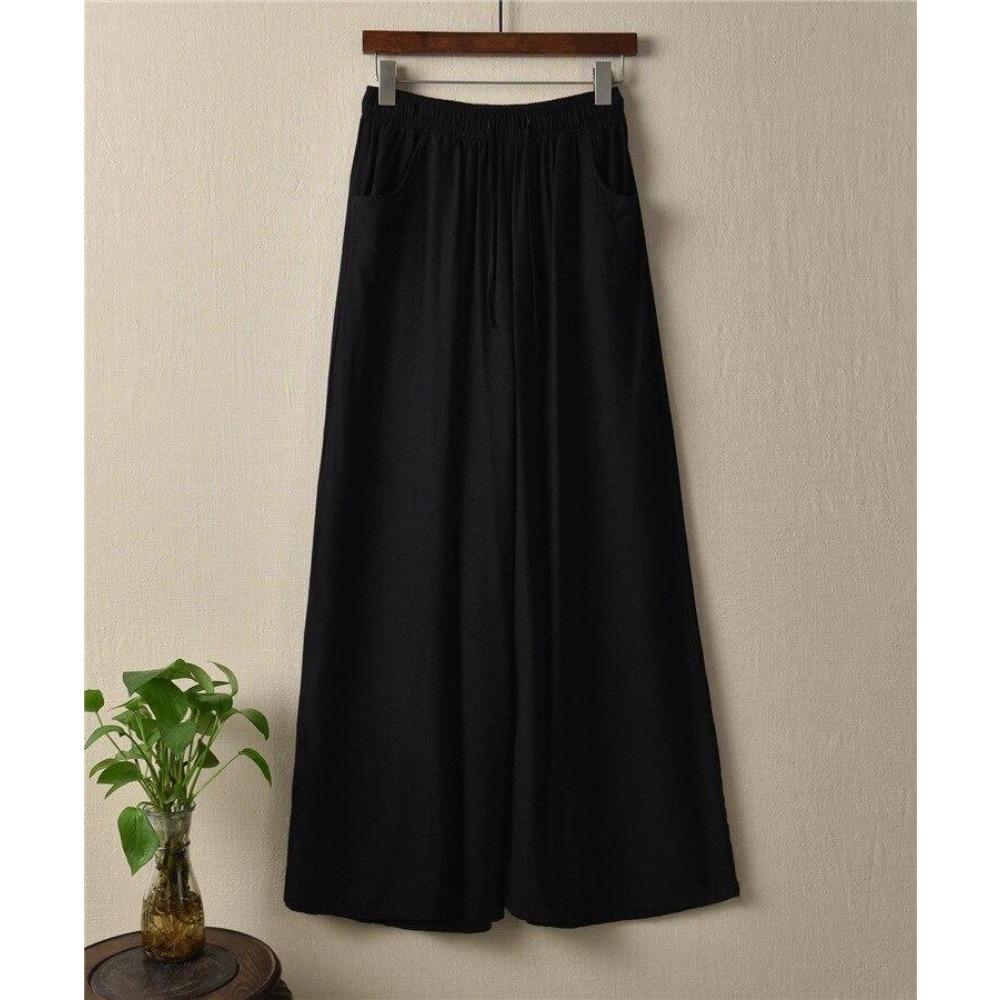 Johnature однотонные широкие брюки 2021, весенние новые женские брюки из хлопка и льна с карманами