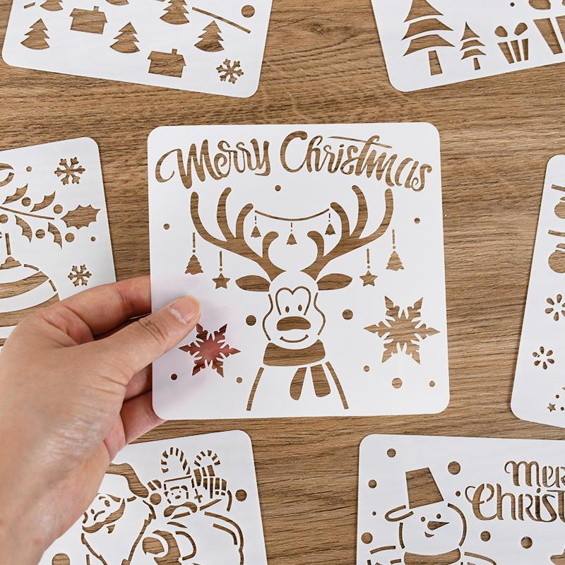 Christmas Painting Stencils Embossing Paper Card Scrapbooking Stamp Album Decoration New Year DIY Wall Window Decor Kids Gifts