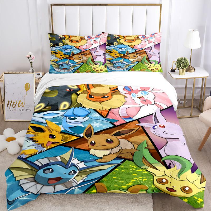 3pcs Pokemon Bedding Set. Soft and Comfortable with No Core Included (1x Duvet Cover + 2x Pillow Covers) yy251010122