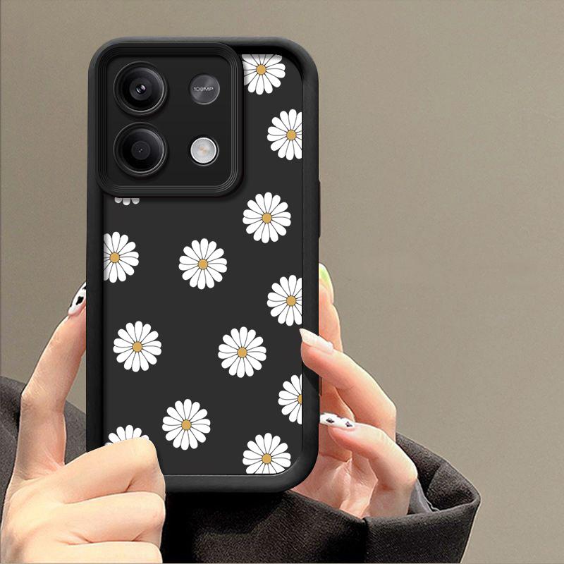 Белый цветочный принт матовый силиконовый чехол для телефона Xiaomi 13T Poco F6 Pro X6 X5 Redmi Note 13 12 11 10 Pro тонкий мягкий противоударный защитный чехол для объектива