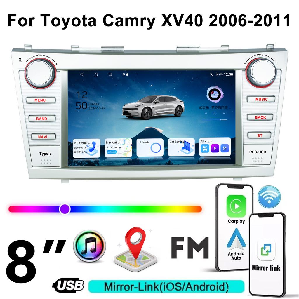 Android 13 Car Radio For Toyota Camry XV40 Aurion 2007-2011 Carplay Head Unit Multimedia Player GPS Navigation Stereo