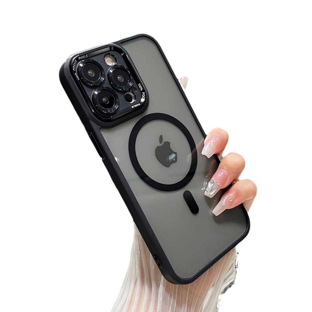 Подходит для Apple 16 Магнитный чехол для телефона с присоской Противоударный IPhone 15 Promax Металлическое кольцо для объектива 13 Защитный чехол с ощущением кожи