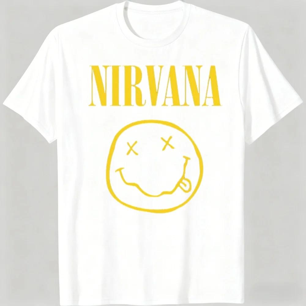2026Новая унисекс футболка Nirvana Rock Band в стиле HipHop, унисекс и женская, Y2K, повседневная, свободная, для улицы, унисекс одежда