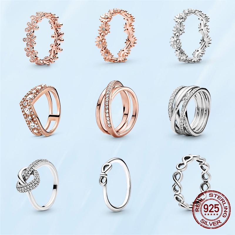 Женские кольца из стерлингового серебра 925 пробы, модное кольцо со сверкающими и полированными линиями, кольцо на палец для женщин, свадебное обручальное ювелирное изделие, подарок