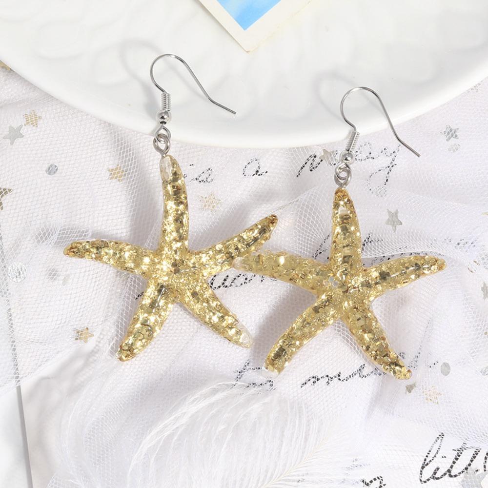 Bohemian Starfish Earrings Pendant Exaggerated Earrings Jewelry Gifts Starfish Ear Stud  Women
