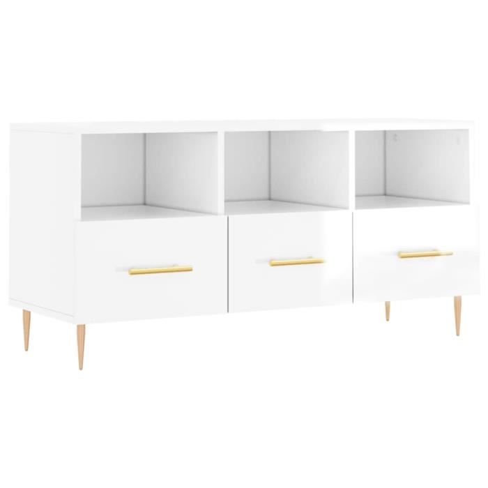 VidaXL TV Stand High Gloss White 102x36x50 Cm Engineered Wood 829022