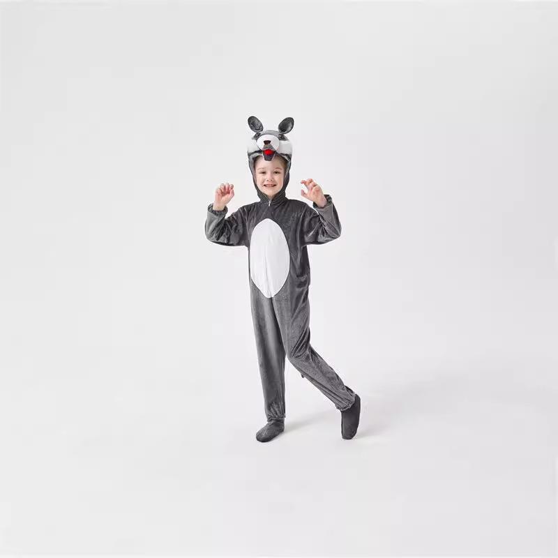 Костюм косплей большого злого волка на Хэллоуин, детский мужской и женский костюм-комбинезон животного