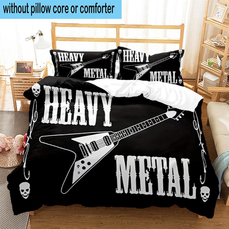 Guitar Collection Diversity 3pcs Bedding,Including 1pc Duvet Cover And 2pcs Pillowcases Perfect for Christmas,Ideal for Bedroom, Dormitory