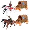 Miniature Wildwest Horse Carriage Playset 2 Set Cowboy Wagon Figure Toy with Detailed Design for Children Learning Toy
