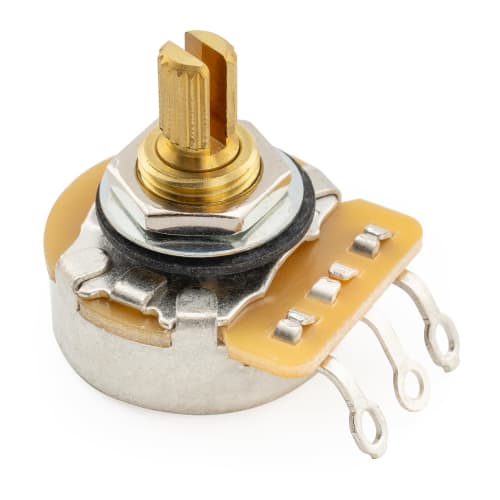 CTS 450G Potentiometer, 250K, A-Curve, Metric, Brass, Short Split Shaft, 1/4" 10% for Electric Guitar/Bass