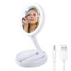 Складное светодиодное зеркало для макияжа с подсветкой, 10-кратное увеличительное зеркало двойного назначения, двустороннее зеркало с зарядкой через USB или аккумулятором, настольные зеркала