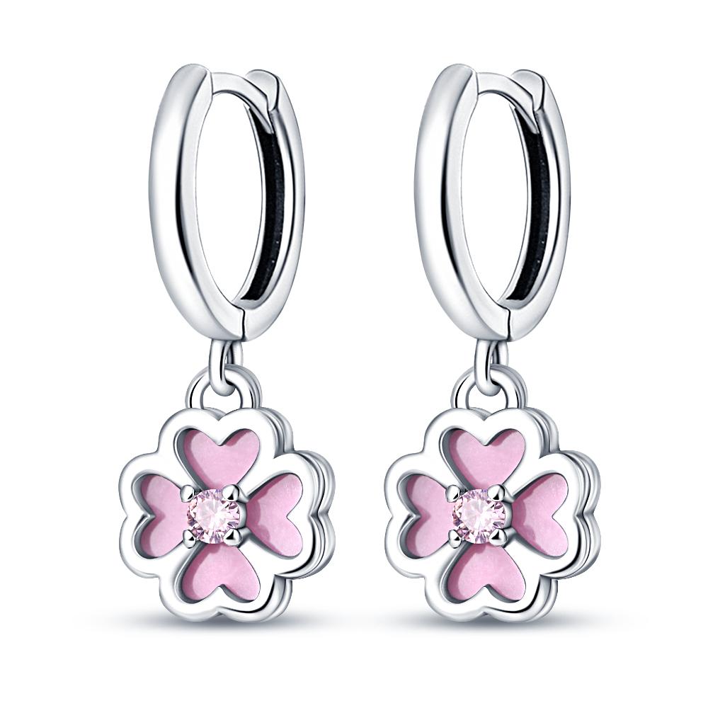Orstarry 925 Silver Pink Sweet Bow Earrings Women Jewelry Trendy Drop Earrings Party Gift Anniversary