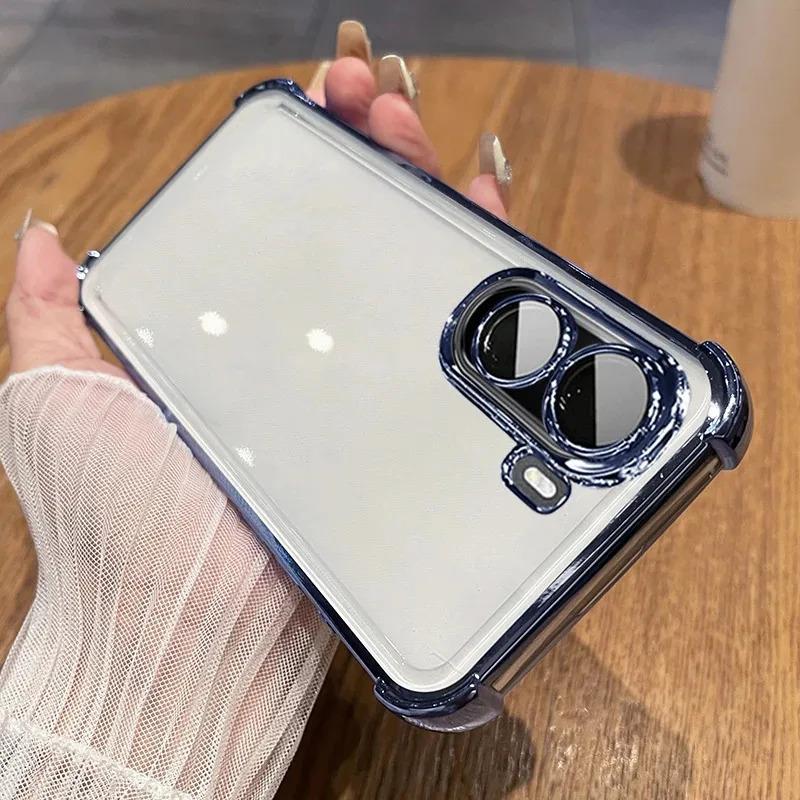 Для Xiaomi POCO M7 4G Little M 7 Чехлы с защитой четырех углов, с покрытием, Защитная пленка для объектива, Мягкий силиконовый противоударный задний чехол