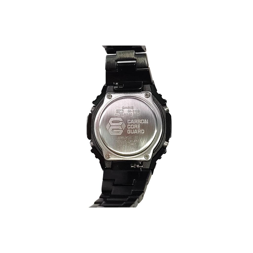 Casio Часы Custom Collection, кварцевый механизм, ремешок из нержавеющей стали, мужские часы, черный циферблат GA-2100-1A1(Watch3--)