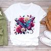 (Asian Size) Women Tee Sweet Flower Style 90s Top Clothing Casual  Short Sleeve T Shirt Fashion Print Lady Female Graphic T-shirts