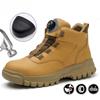Rotating Buttons Work Boots Men Steel Toe Shoes Safety Boots Puncture-Proof Protective Shoes Waterproof Indestructible Shoes New