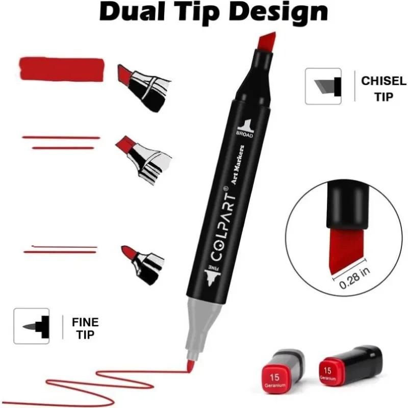 120 Хороших Маркеров для Раскрашивания Спиртовые Маркеры Двусторонние Художественные Маркеры для Детей Жесткие Маркерные Ручки с Держателем и Сумкой для Переноски для Взрослых