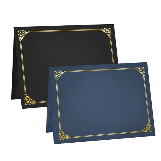 10 Pcs Black Certificate Holders Diploma Covers for 12.6 X 9.45 Inch Paper Gold Foil Border Cardstock Award Graduation