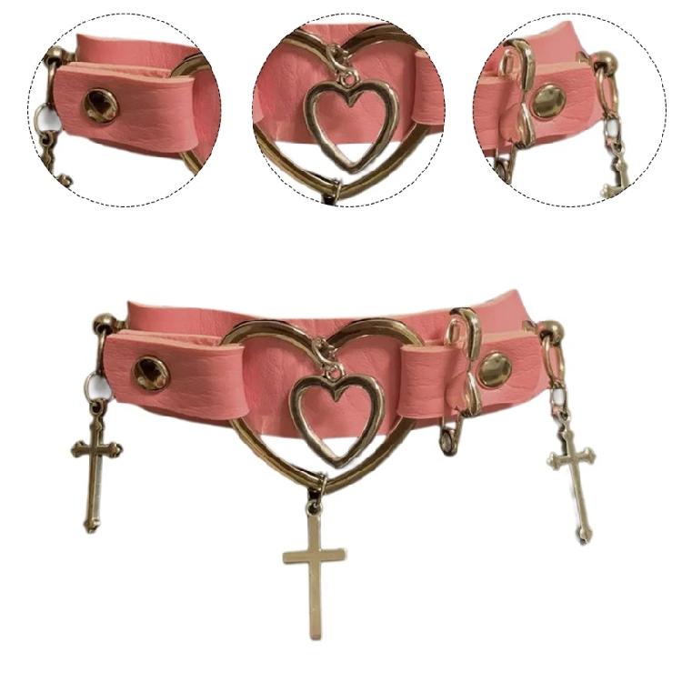 Кожаное Ожерелье Кулон Крест Ожерелье-чокер с Крестом для Женщин