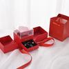 Valentine's Day Christmas Double Door Ring Pendant Box Apple Shaped Eternal Flower Jewelry Box Durable Plastic