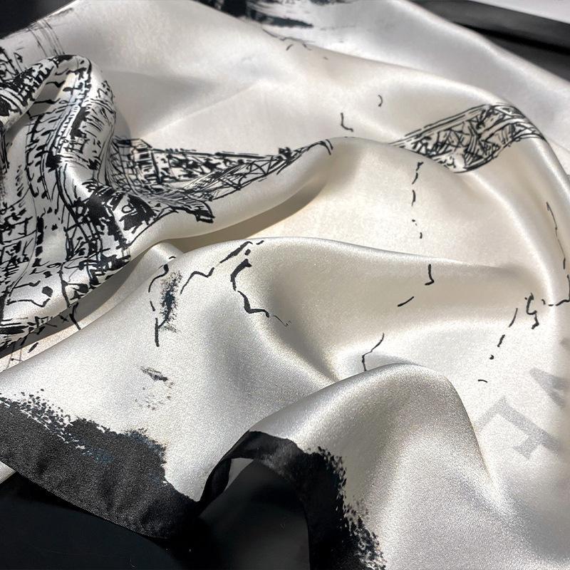 100% Натуральный Шарф из Натурального Шелка Женский Тутовый Шелк Высокое Качество Квадратный Модный Принт Косынка для Волос Шаль Обертывания Хиджаб Бандана Шарфы