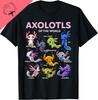 Axolotls of The World Kawaii Types of Axolotl Fish Amphibian TShirt Cute Tshirts Women Clothing Tops Cotton Kawaii Clothes