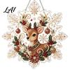 Festive Wall Hanging Ornament Christmas Faux Pearl Painting Suncatcher Kit Acrylic Snowflake Shaped Board with Lace Crystal Beading Craft Set