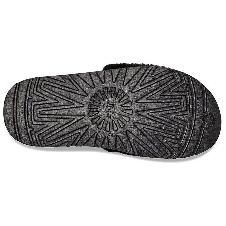 UGG Laton Fur Slide Black Slippers Women's 1111236-BLK