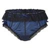Mens Lace Trim Briefs Low Rise Satin Bowknot Underpants Crossdressing Nightwear