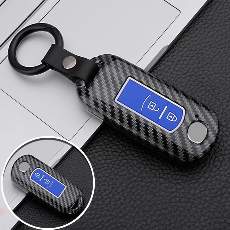 Carbon Fiber Silicon Car Key Cover Case For Mazda 3 Alexa Cx4 Cx5 Cx8   Auto Remote Smart Protective Shell Accessories