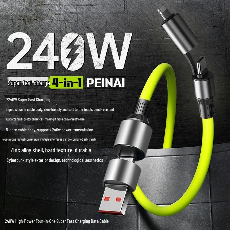 High-Speed Silicone Multi-Function TYPE-C Charging Cable for Apple & Huawei Devices