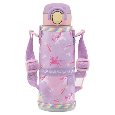 Бутылка для воды ZOJIRUSHI, Детская кружка со шнурком, Кружка для поездок, Бесшовная кружка, Одно касание, 480 мл, Фиолетовый единорог, Крышка и уплотнитель интегрированы, SM-UA48-VZ
