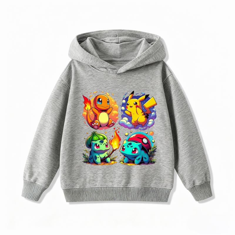 2026 Autumn Winter Cute Pikachu Printed Kids Hoodie Unisex Boys Girls Warm Casual Hooded Sweatshirt